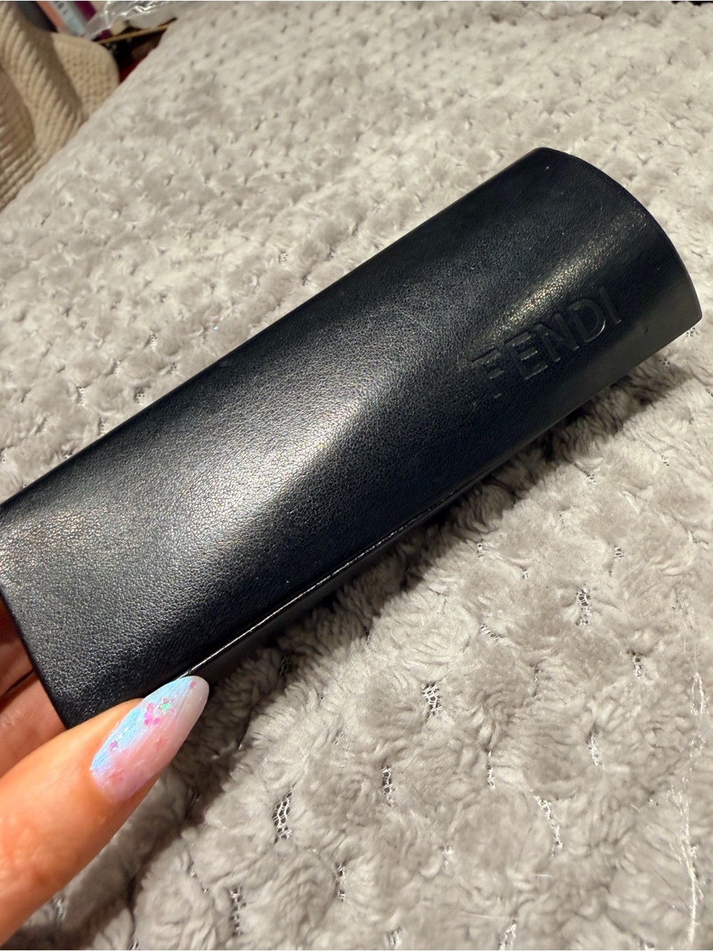 Fendi Black Embossed Leather Sunglass Case